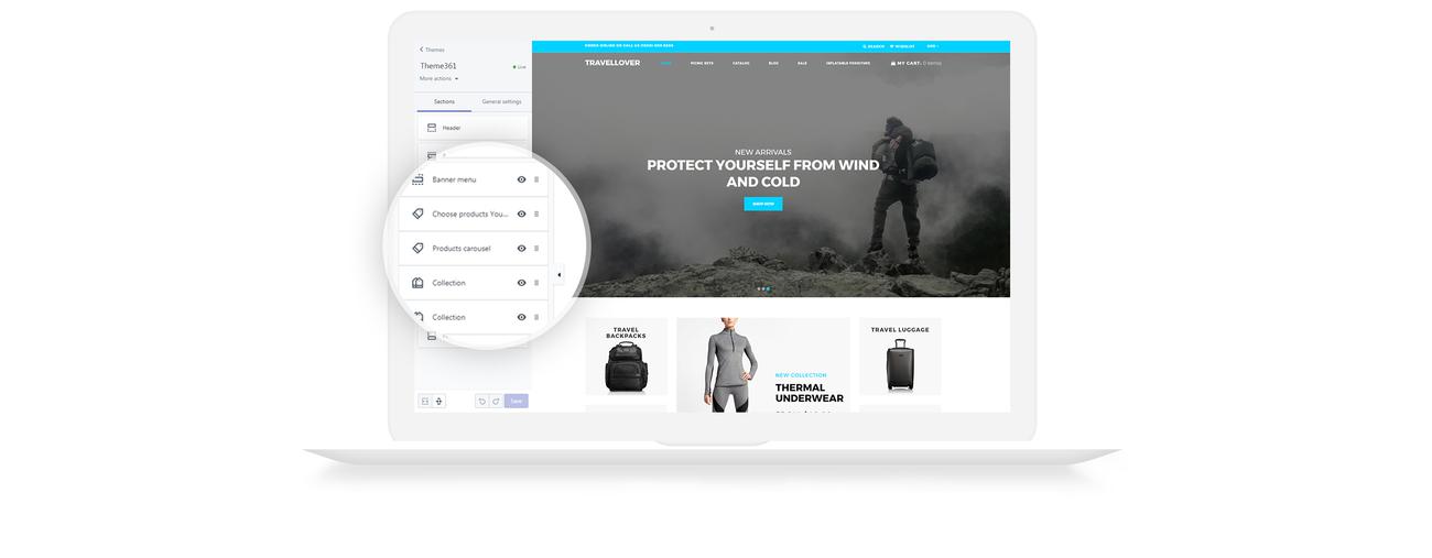 магазин туристического снаряжения shopify тема