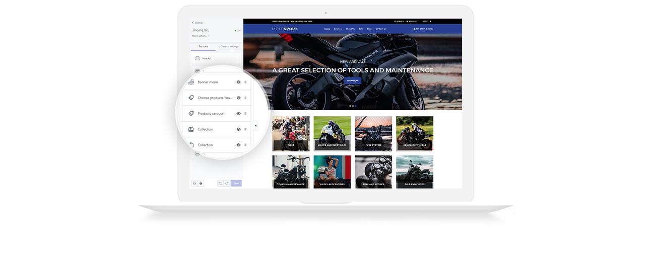 motosport отзывчивая тема shopify