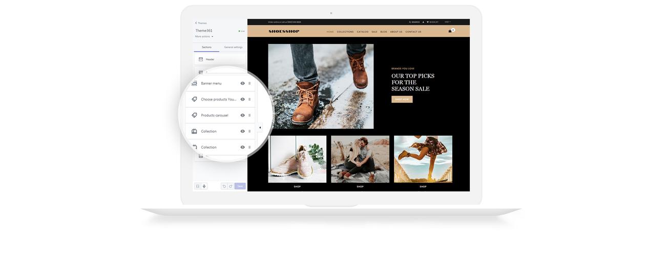 магазин обуви shopify тема