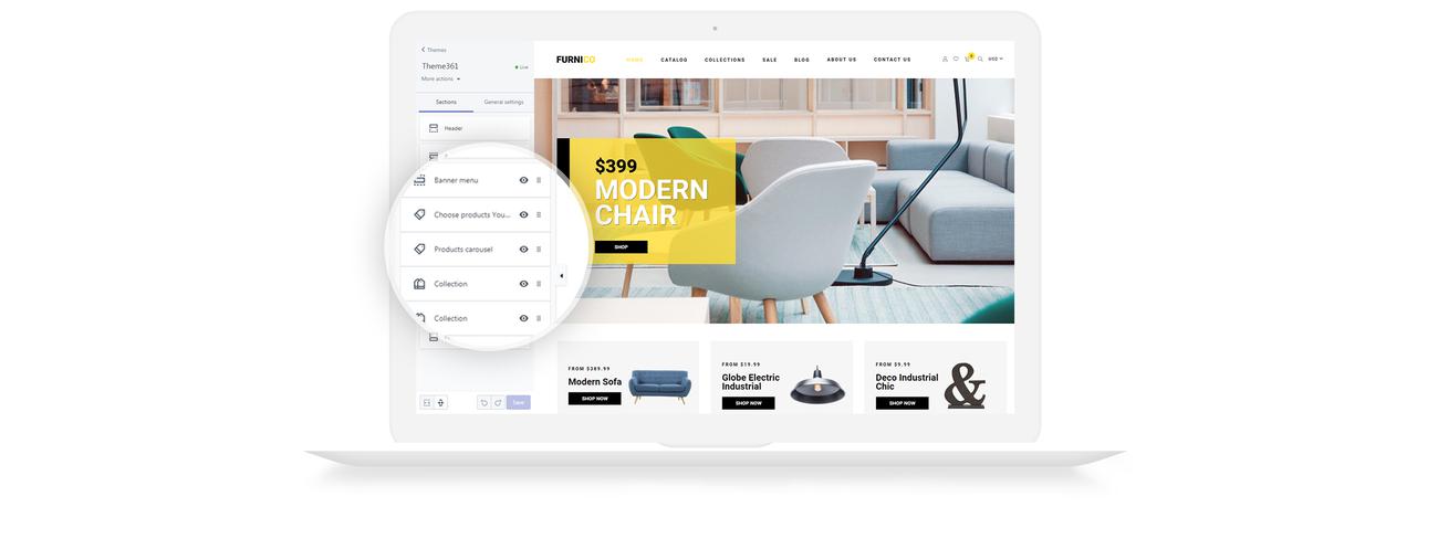 мебельный магазин shopify тема