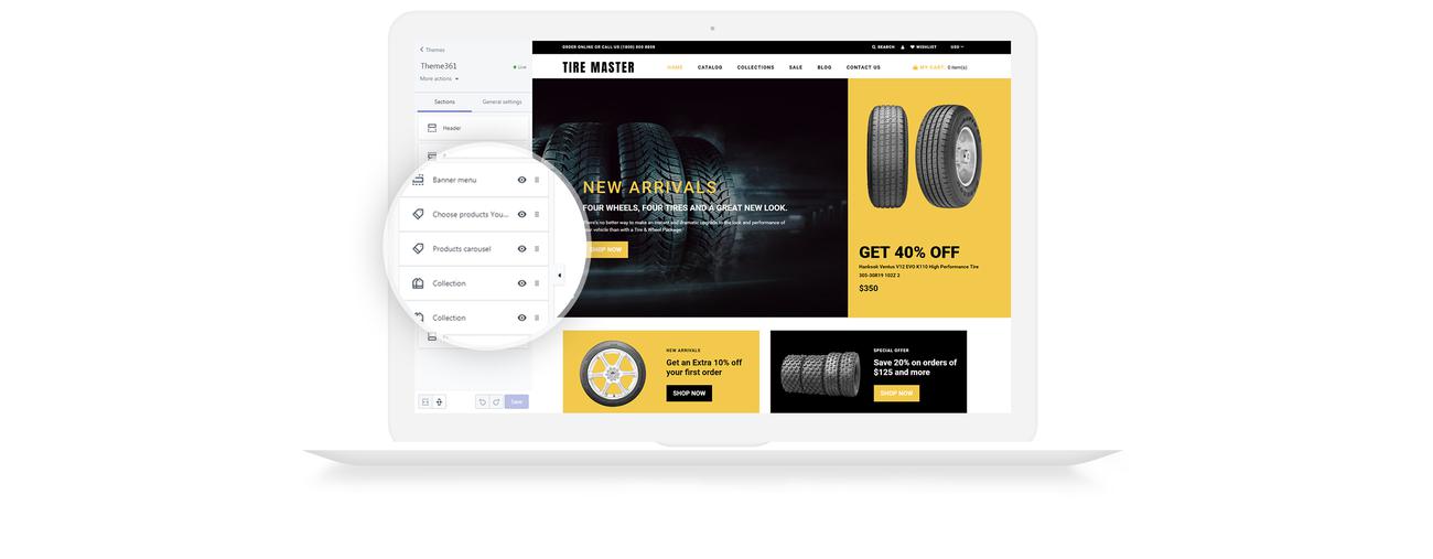 wheels &amp; tires shop тема shopify