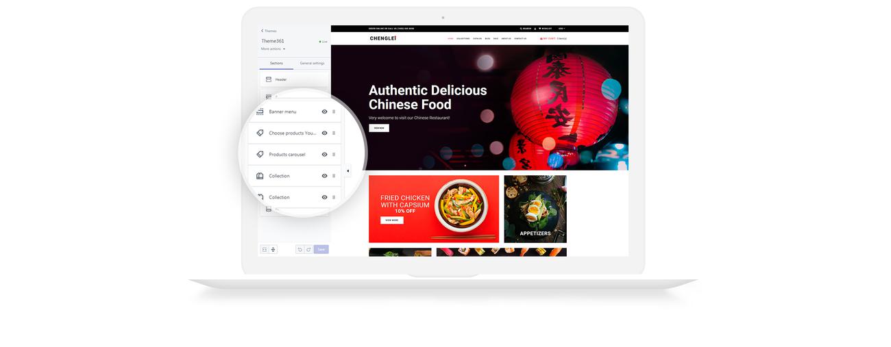 яркий китайский ресторан foor shopify тема
