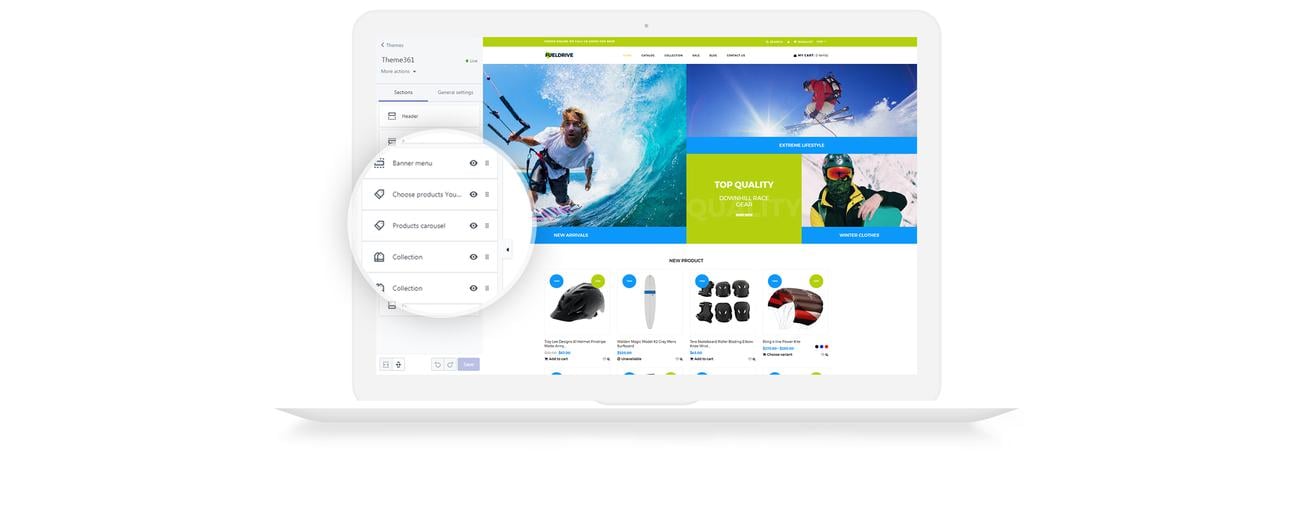 динамик спортинвентарь интернет-магазин shopify тема