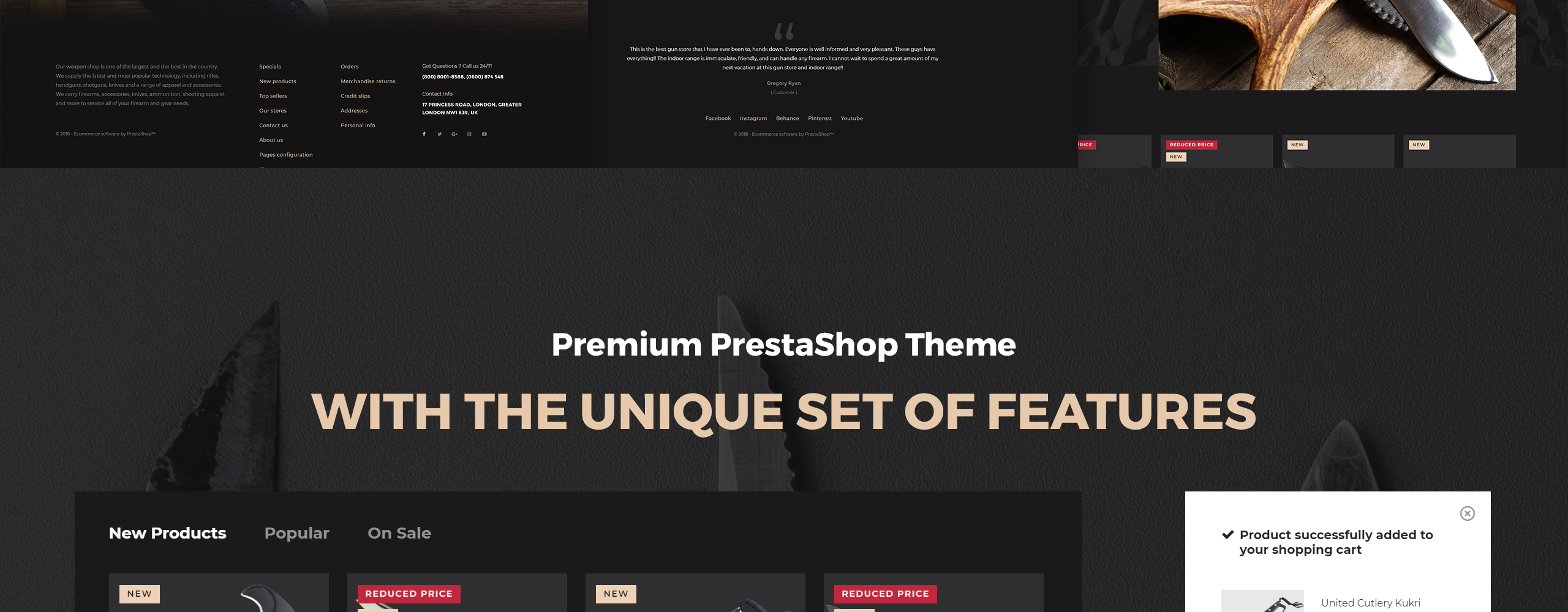 нож магазин prestashop тема