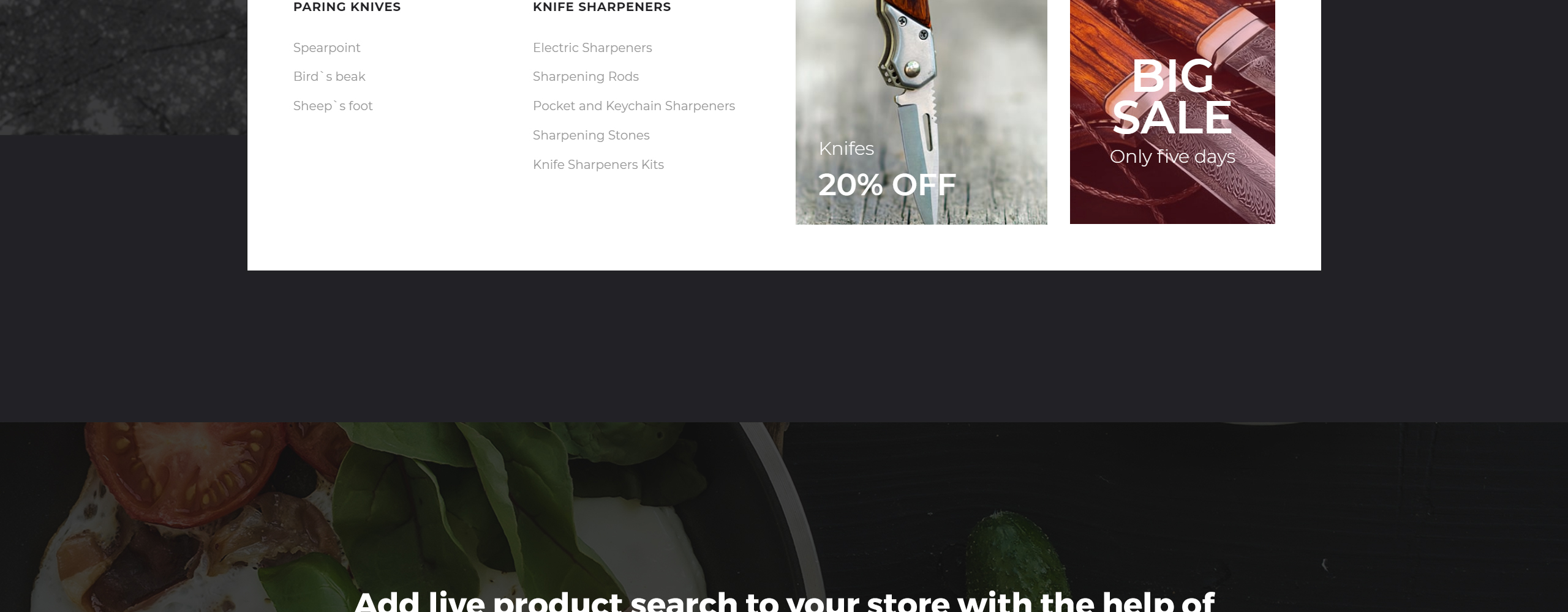 нож магазин prestashop тема