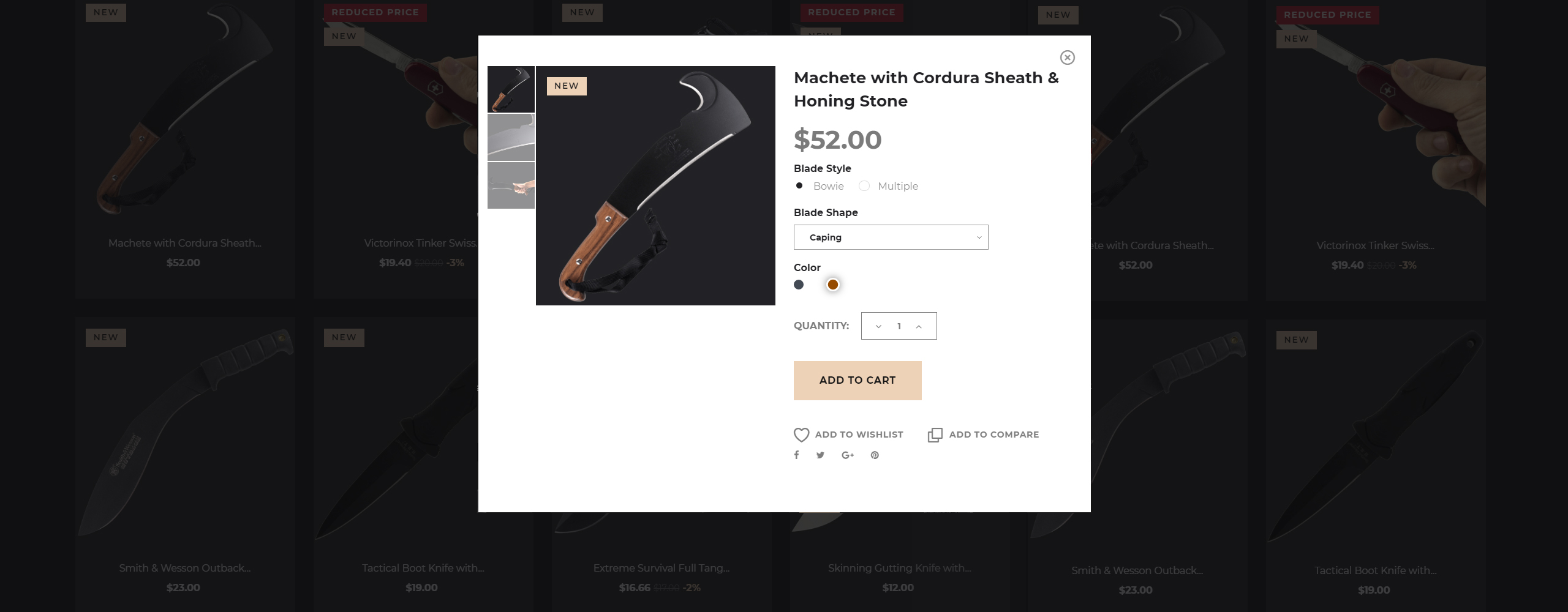 нож магазин prestashop тема