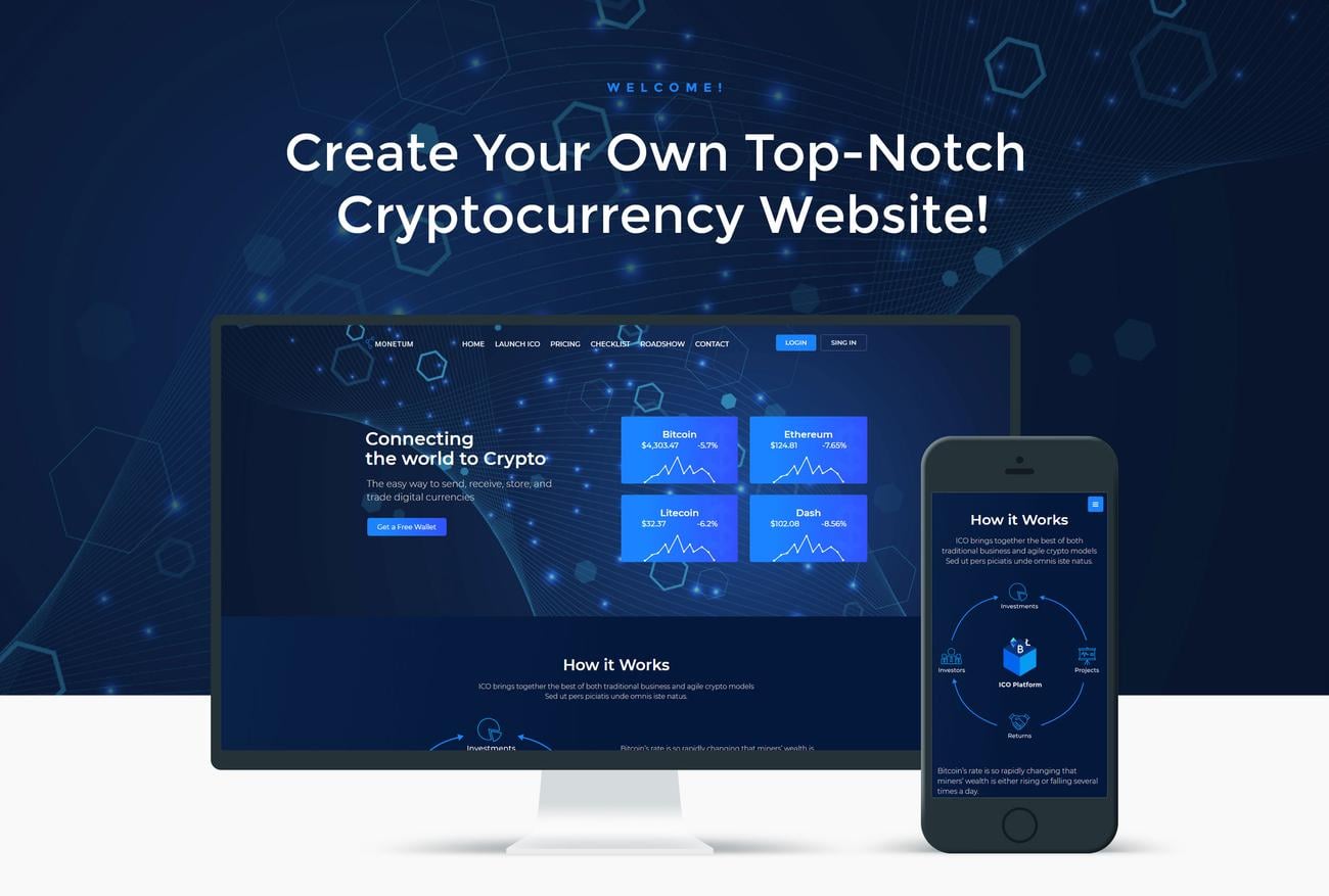 crypcocurrency investment wordpress elementor theme