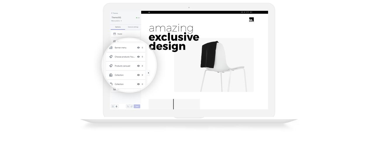 используйте тему shopify