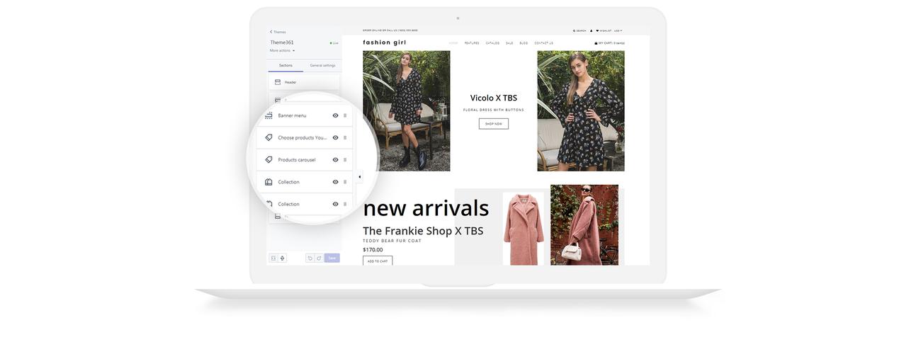используйте тему shopify