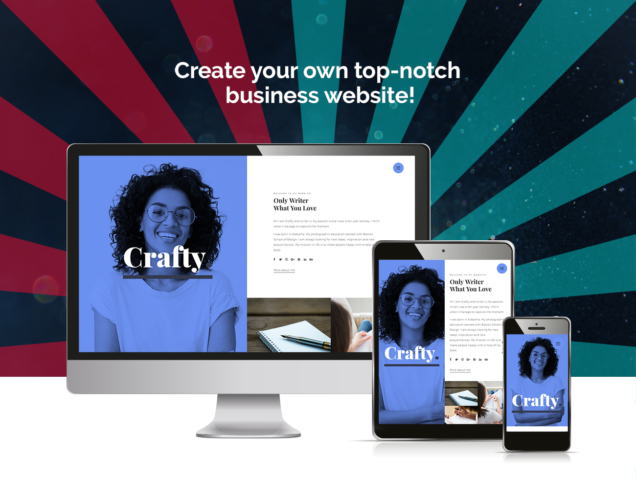 writer one page modern wordpress elementor theme