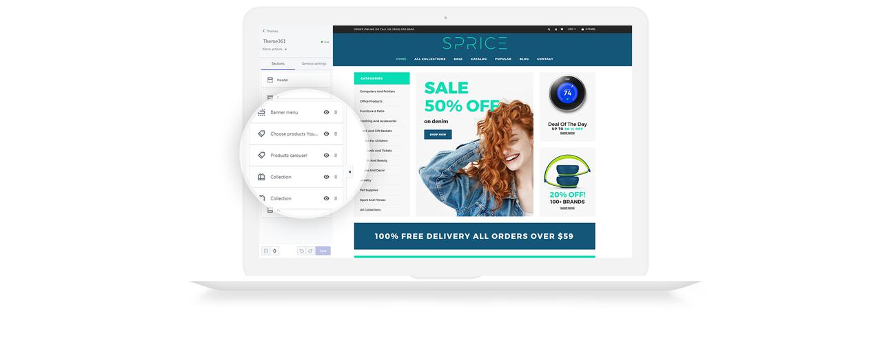 мощная чистая тема bootstrap shopify