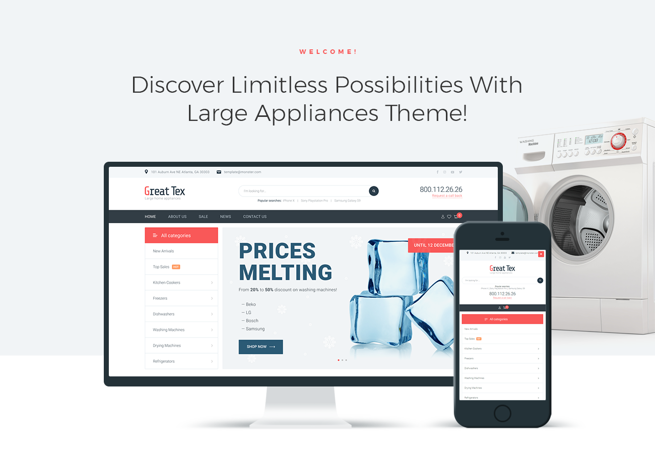 интернет-магазин бытовой техники универсальный clean elementor woocommerce theme
