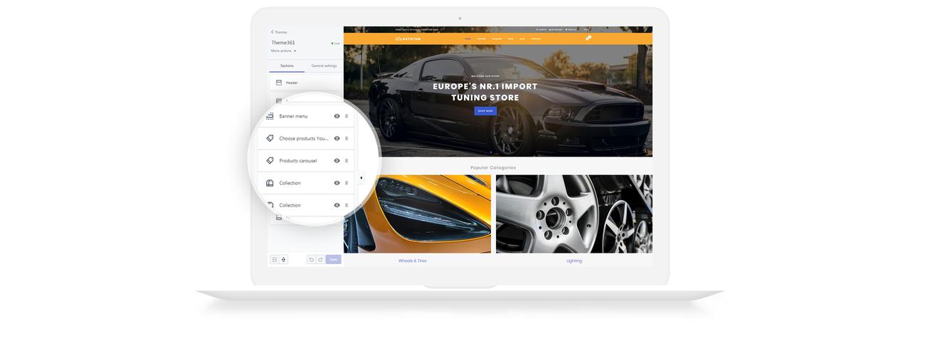 автомобили и мотоциклы чистая тема shopify