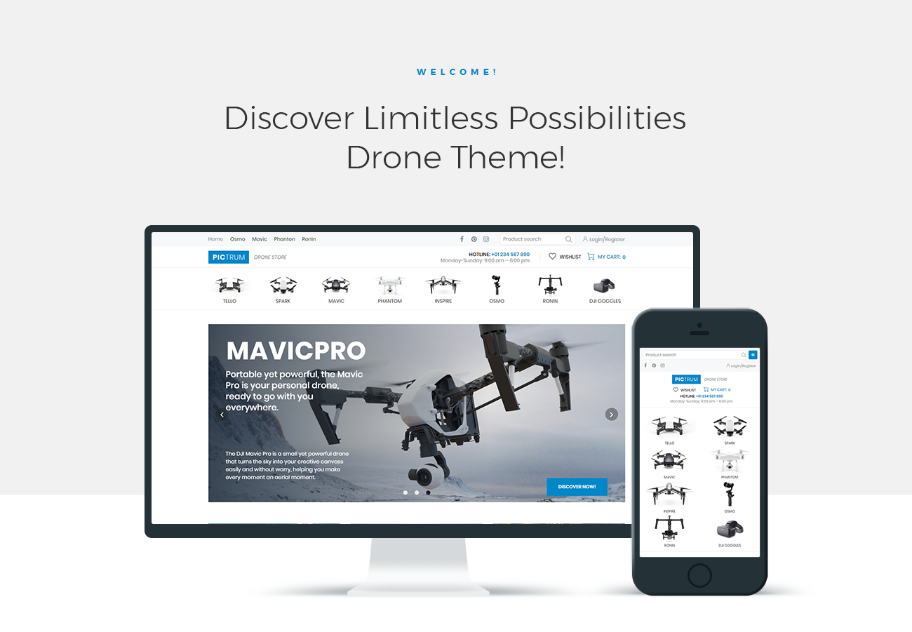 drone store ecommerce minimal elementor woocommerce theme