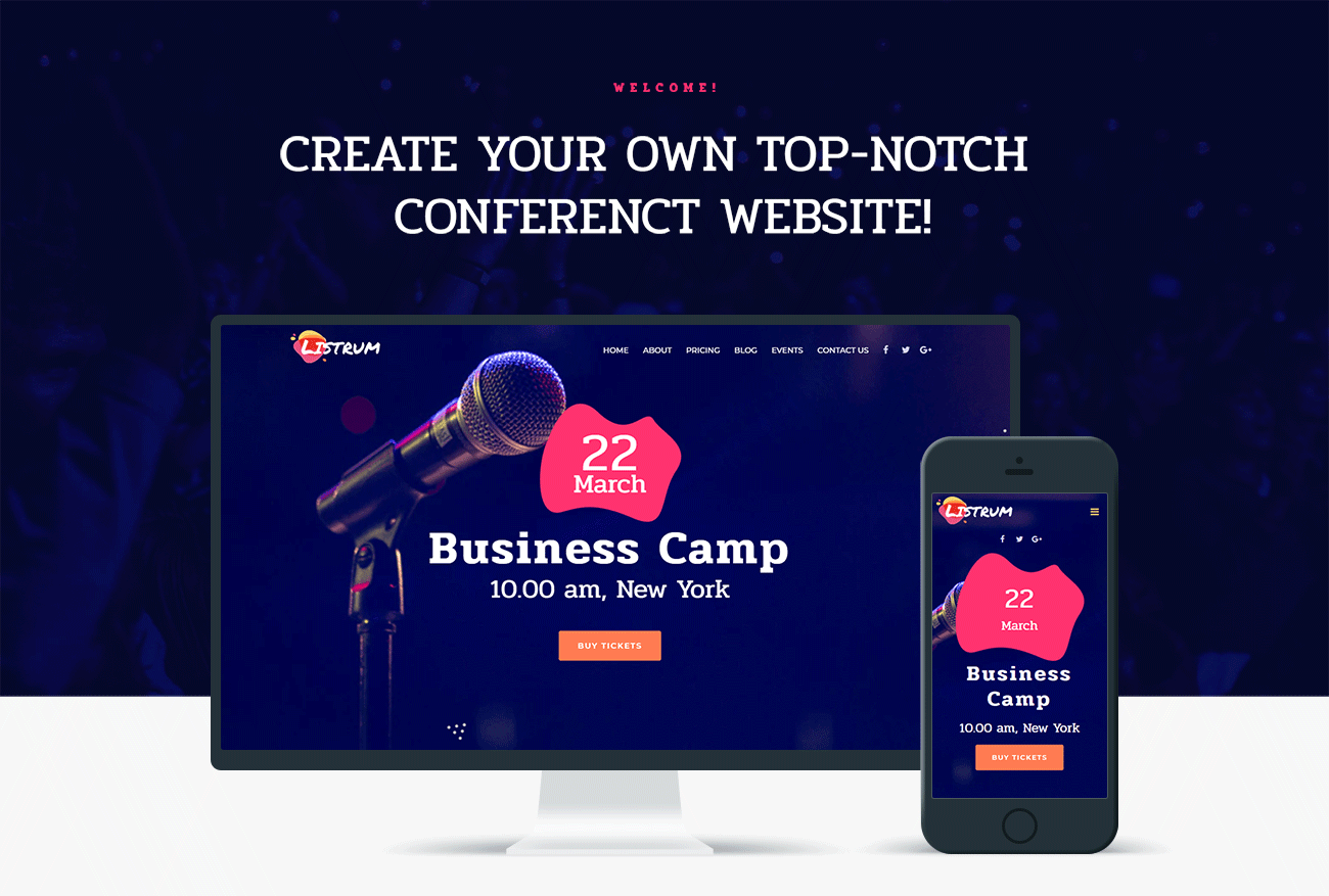 конференция одна страница анимированная тема wordpress elementor