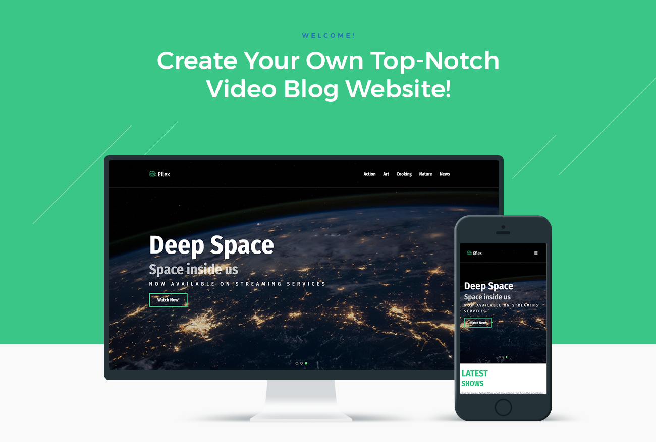 видео блог универсальная классическая тема wordpress elementor