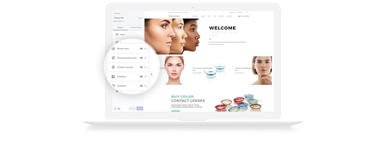 чистая тема оптометриста shopify