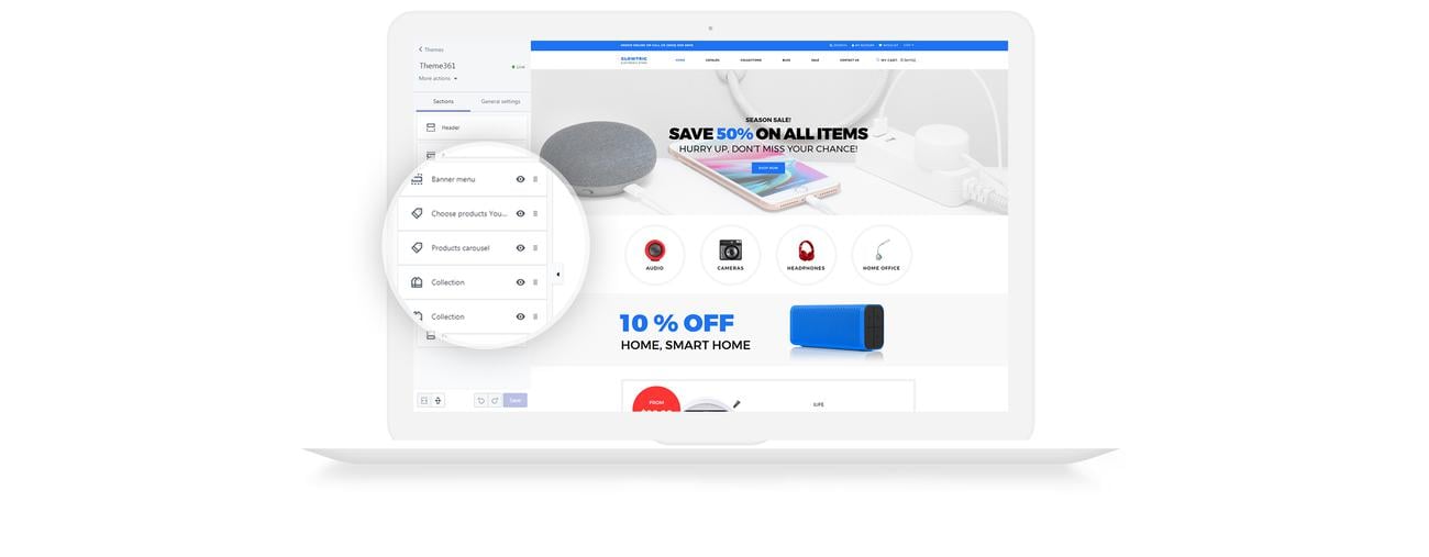 электроника и гаджеты многостраничная тема shopify