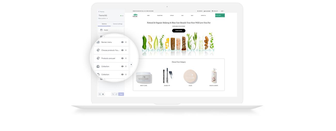 магазин косметики многостраничная современная тема shopify