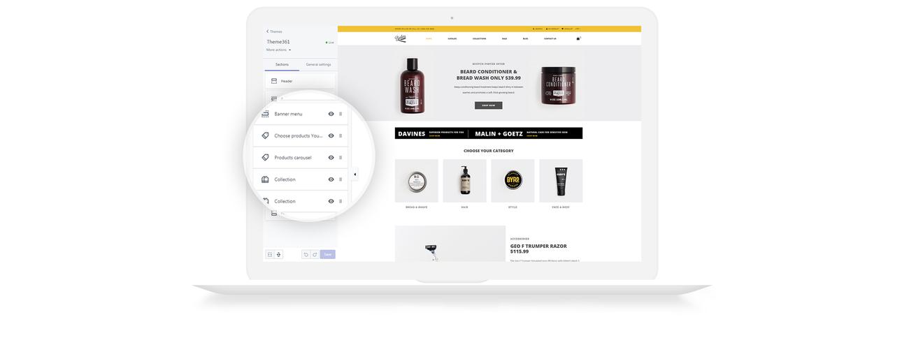 используйте современную тему shopify