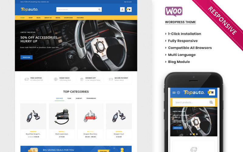 тема autopart responsive woocommerce