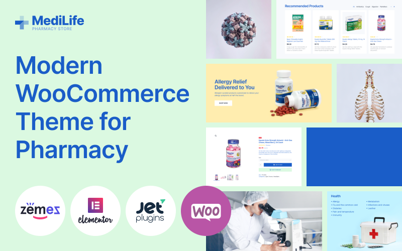 чистая аптека elementor woocommerce тема