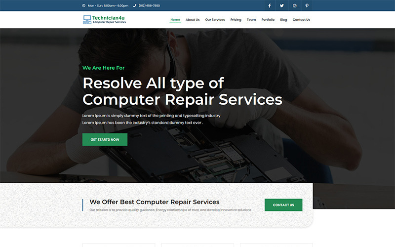 шаблон целевой страницы technician4u