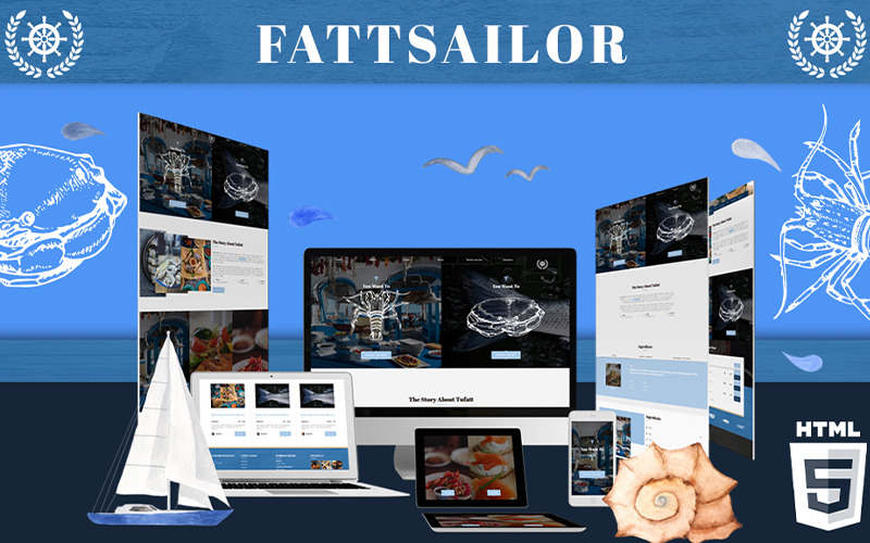 Multipurpose Seafood &amp; Fish Restaurant Website Template