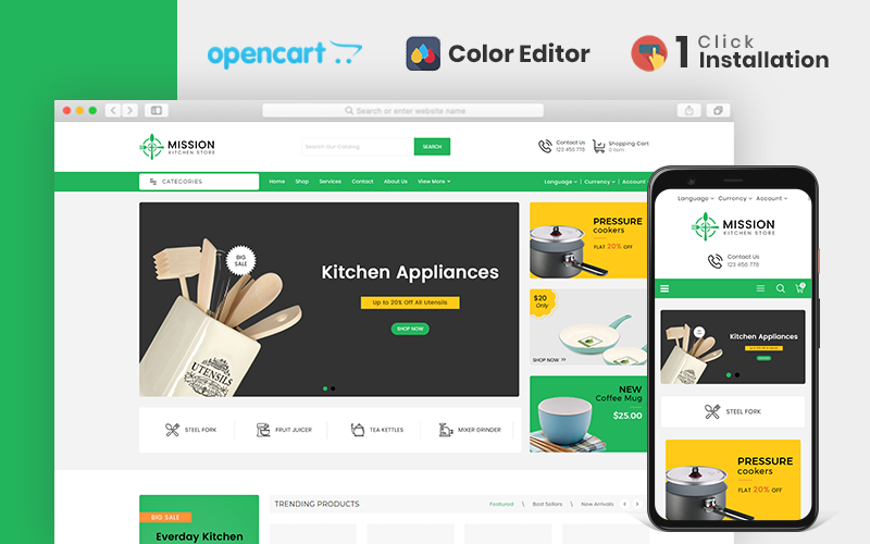шаблон opencart магазина mission kitchen store