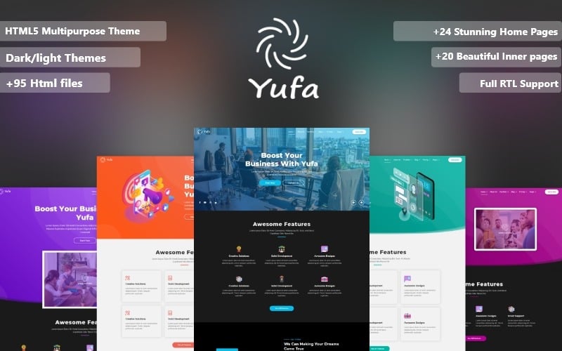 yufa – универсальный html bootstrap чистый адаптивный шаблон веб-сайта