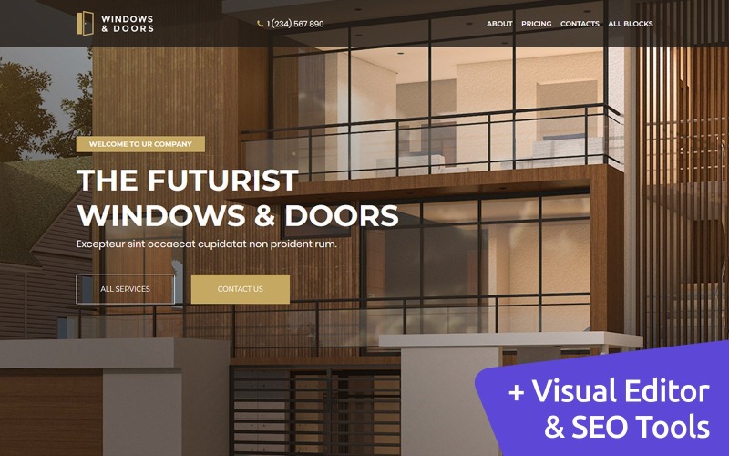 шаблон целевой страницы windows и doors motocms