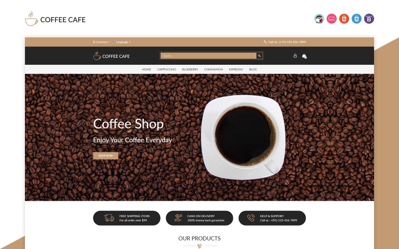 кофе prestashop тема