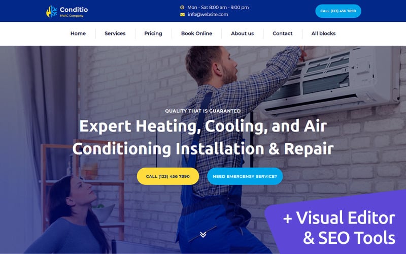 шаблон целевой страницы hvac company motocms landing page template
