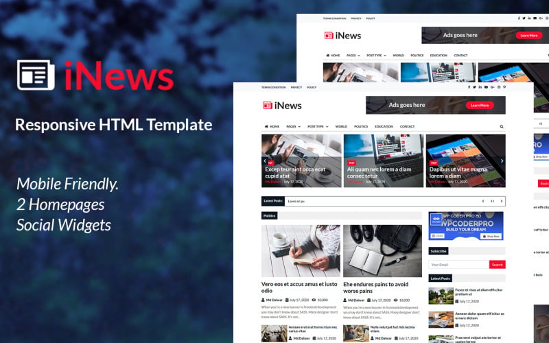 Responsive Newspaper HTML Website Template
