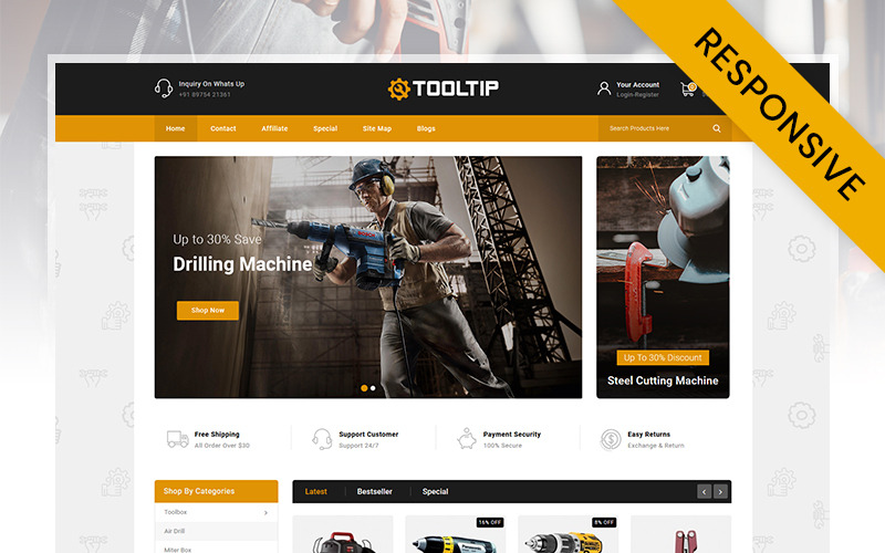handtools store шаблон opencart