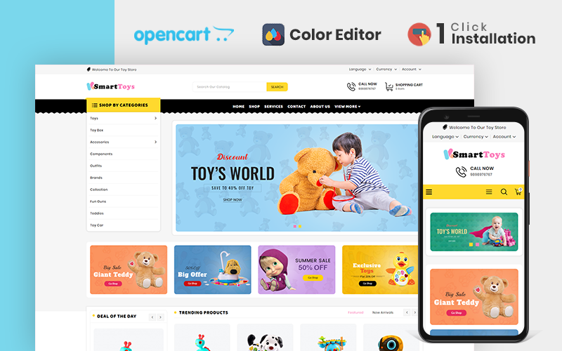 умный магазин игрушек шаблон opencart