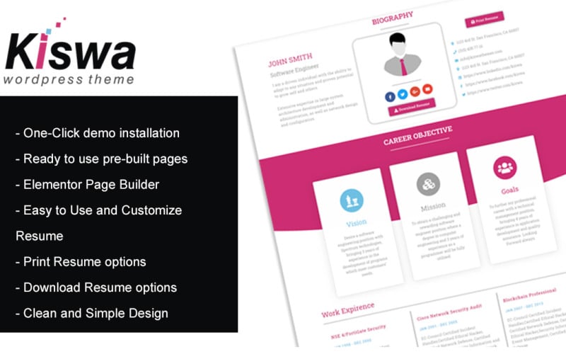 Parallax Resume WordPress Theme