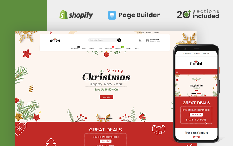 christal christmas store shopify тема