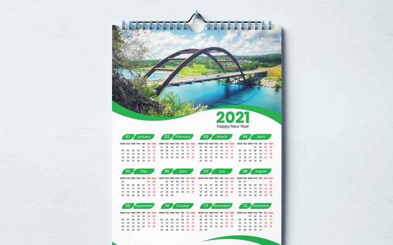 Download Planner "Creative One Page 2021 Wall Calendar Planner" / Creative One Page 2021 Wall Calendar Planner - Planner на тему графика 2021 calendar,blue,business,calendar,clean,company,corporate,creative,date,day,design,flat,modern,month,new,new year,office,print,stationary,template