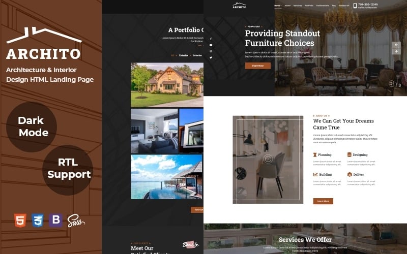 Architecture and Interior Design HTML Landing Page Template