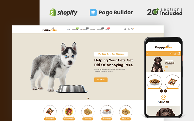 щенячий магазин shopify тема