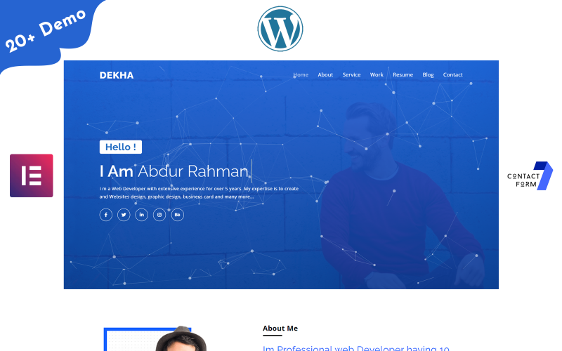 CV One page WordPress Elementor Theme