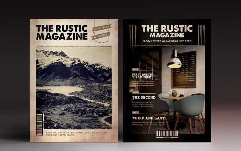 Download Magazine Template "The Rustic Magazine Template" / The Rustic Magazine Template - Magazine Template на тему графика magazine,indesign,template,grunge,dust,old,vintage,paper,print,digital,style,editorial,design,brochure,newsletter,pages,pdf