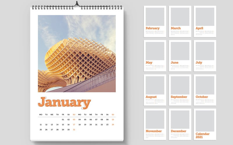 Download Planner "Wall Calendar 2021 Planner" / Wall Calendar 2021 Planner - Planner на тему графика unique,month,line,creative,calendar 2021,company,marketing,year,agency,business