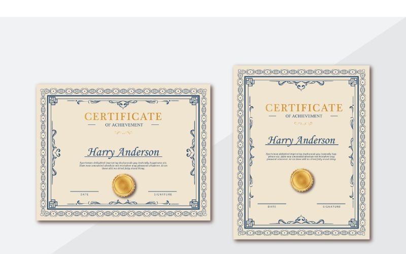 Download Шаблон сертификата "Harry Anderson Certificate Template" / Harry Anderson Certificate Template - Шаблон сертификата на тему графика a4,achievement,acknowledgement,adobe illustration,adobe photoshop,appreciation,award,certification,graduation,lancscape,layout,microsoft word,portrait,professional,recognition,template