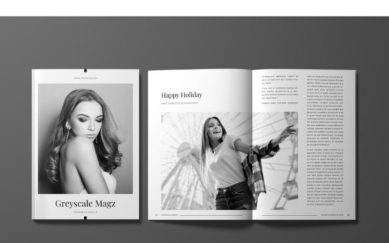 Download Magazine Template "Greyscale Magz Magazine Template" / Greyscale Magz Magazine Template - Magazine Template на тему графика a4,adobe indesign,book,catalogs,cover,furniture,information,journal,letter,magazine,newspaper,page,paper,print,project,template