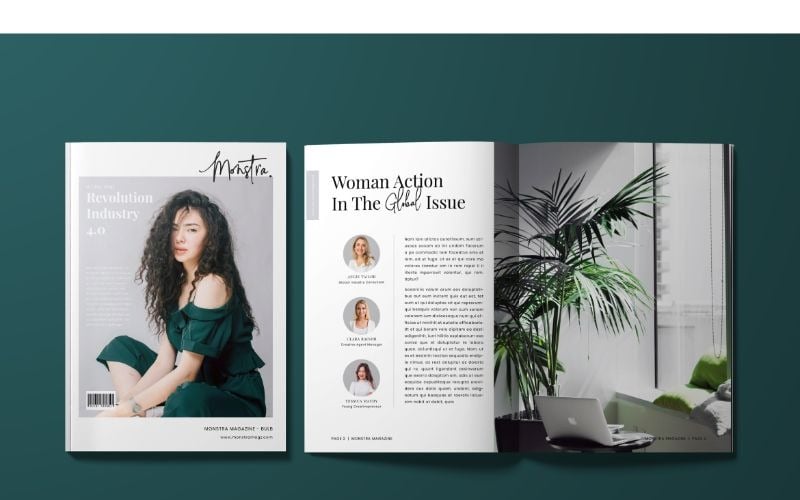 Download Magazine Template "Monstra Magazine Template" / Monstra Magazine Template - Magazine Template на тему графика a4,adobe indesign,book,catalogs,cover,furniture,information,journal,letter,magazine,newspaper,page,paper,print,project,template