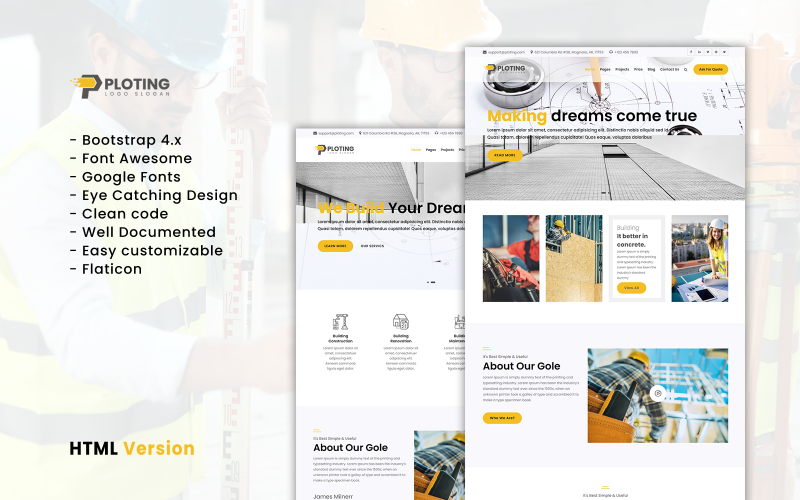 Ploting Construction &amp; Architecture Company Responsive Multipage Website Template