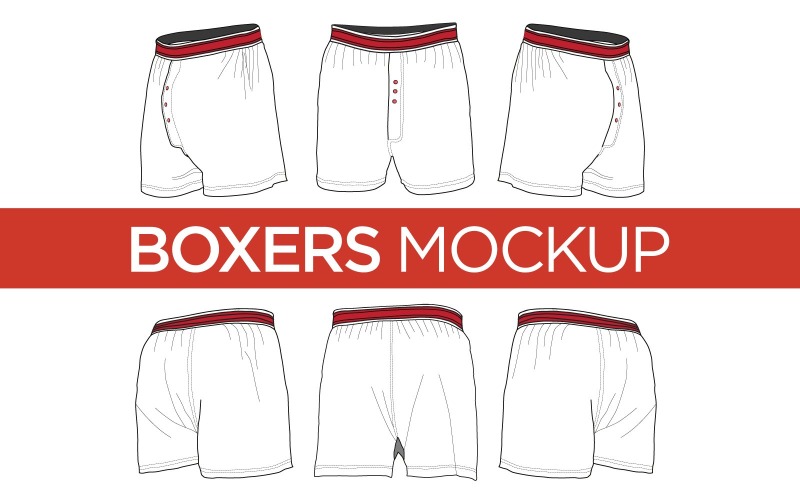 Download Мокап для продукта "Boxers - Vector Template product mockup" / Boxers - Vector Template product mockup - Мокап для продукта на тему графика boxers,mockup,template,angles,layers,vector,eps,pdf,ai,svg,png,dxf,illustration,drawing,digital,adobe illustrator,royalty free,mock up,editable,apparel