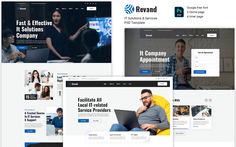 Download PSD шаблон "Revand - IT Solutions and Services PSD Template" / Revand - IT Solutions and Services PSD Template - PSD шаблон на тему графика agency,animation,app,cv,digital,digital agency,elementor,it solutions,it solutions theme,tech,tech blog,tech store,technology,technology company,technology theme,app landing,digital business,